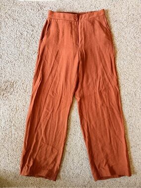 Wide-Leg Trousers in Rust Orange - Women's Casual Trousers